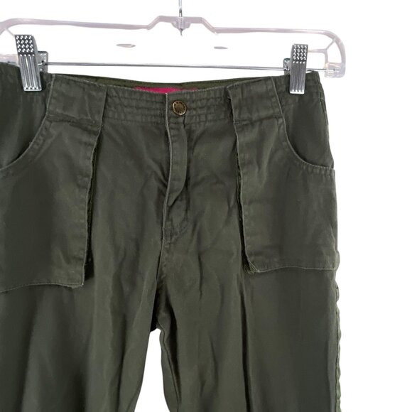 Zana Di Women's Army Green Cargo Pants Sz 14 Striped Legs Pockets Zipper Y2K Rav - Picture 2 of 9